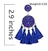 XOCARTIGE Tassel Earrings Thread Fringe Chandelier Drop Dangle Earrings Bohemia Beaded Disc Stud Earring for Women(Blue)