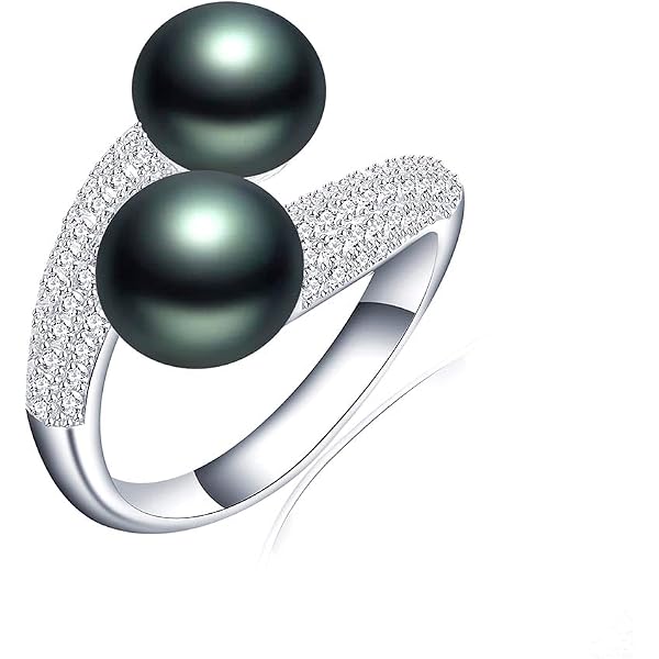 DOCCESTU Vintage Pearl & Butterfly Ring - Sterling Silver Cocktail Ring For Women, Size 10