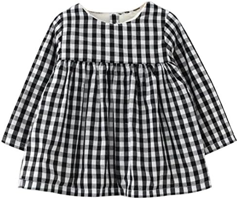FIZUOXVE Infant Baby Girls Winter Long Sleeve Lattice Print Plus Cashmere Tutu Princess Dresses For Chirsmas 3-4 Years