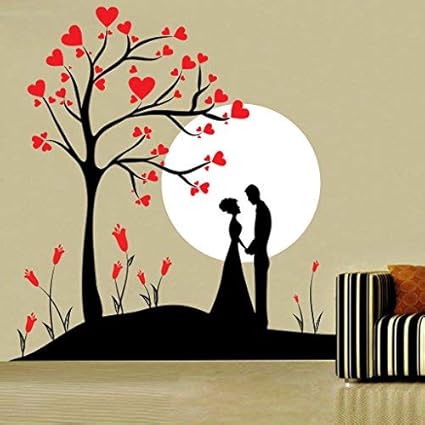 Decor Kafe Home Decor Couple Under Tree Wall Sticker Wall Sticker For Bedroom Wall Art Wall Poster Pvc Vinyl 48 X 50 Cm