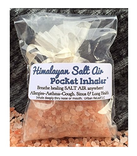 HIMALAYAN SALT AIR Pocket Inhaler. Handy Respiratory Wellness. Sinus & Lung Relief, Allergy Asthma Cough. Healing Ions. NO scent! Travel Portable Dry NETI Pot! Pure Pink. 100% natural. Organza sachet!