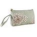 Wristlet Purse - Embroidered Dandelion (Gray - Pink)