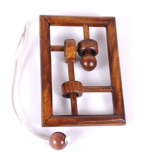 KINGOU 4 Pack Classical Wooden Puzzle Set Solution Rope Central Brain Teaser for Adults Game