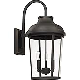 Capital Lighting 927032OZ Dunbar Clear Glass Outdoor Wall Sconce, 3-Light 180 Total Watts, 27" H x 13" W, Oiled Bronze