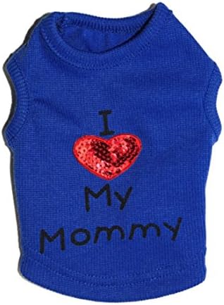 Pet Shirt Daoroka Small Dog Cat Clothes Puppy Vest Love Mommy Letter T Shirt Girl Boy Pet Summer Cute Costume Apparel (M, Blue)