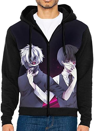 XingYeZhenZhi Men's Tokyo Ghoul Long Sleeve Full Zip Up Hoodie Sweatshirt Casual Active Hooded Jackets