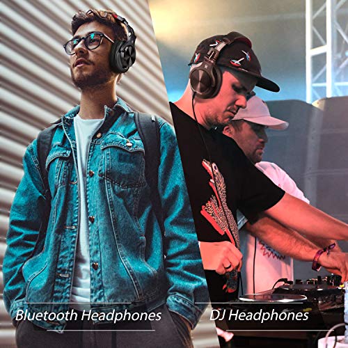 OneOdio A70 Bluetooth Over Ear Headphones, Studio Headphones with Shareport, Foldable, Wired and Wireless Professional Recording Headphones with Stereo Sound for Electric Drum Piano Guitar Amp (Red)