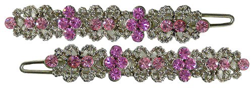 Pair of Crystal Hair Barrettes for Thin Hair GL86400-GL9rose
