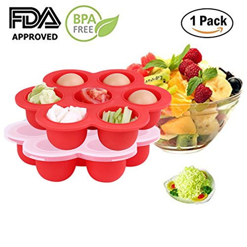 EH-LIFE Silicone Baby Food Freezer Tray with Clip-on Lid - Perfect Storage Container for Homemade Baby Food, Vegetable & Fruit Purees and Breast Milk - BPA Free & FDA Approved (Red)