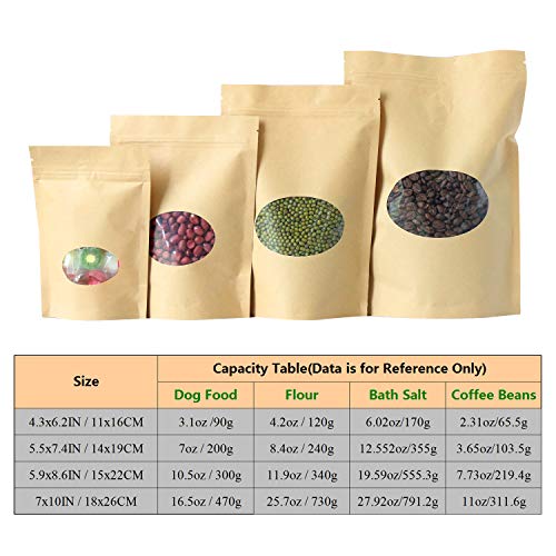 Download Sumdirect Kraft Paper Bags Zip Lock Stand Up Reusable Sealing Food Pouches With Transparent Window And Tear Notch For Storing Cookie Dried