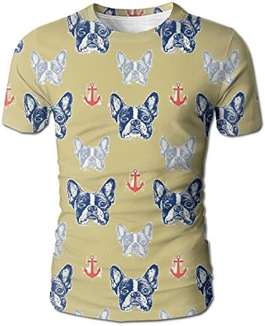 Bulldog Anchor Men Cotton Blend Short Sleeve Graphic ShirtsRound Neck