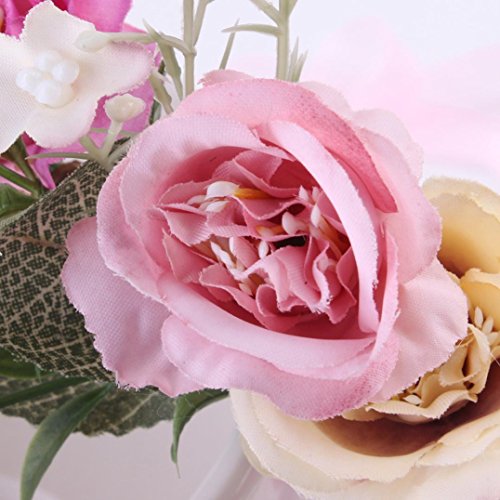 Anshinto Baby Girls Handmade Rose Flower Headband Hair Band Wreath Headdress (Pink)
