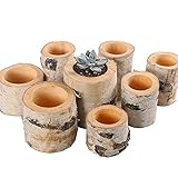 Succulent Plant Birch Bark Holder Tealight Candleholders Birch Flower Pots Wooden Candle Holder Party Decoration 4 Pcs