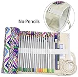 Hz.Codelo Canvas 72 Colored Pencils Wrap Roll Up Case, Travel Pen Holder Organizer with Zipper Pouch for Pencils Accessories,Great for Kids Adult Coloring Book -Bohemian (NO Pencil included)