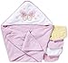 Spasilk 100% Cotton Hooded Terry Bath Towel with 4 Washcloths, Pink Butterfly