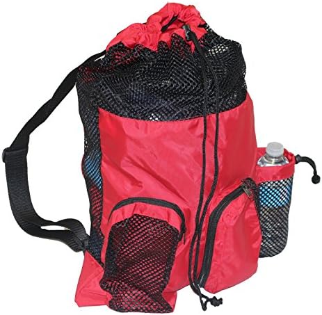 Quick Dry Mesh Equipment Sport Drawstring Gym Swim Bag - UMB001 - Red