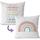 IWXYI Rainbow Kids Affirmations Reversible Throw Pillow Cover 18X18 Inch,Inspirational Kids Cushion Pillow Case Decoration,Inspirational Nursery Decorative Pillowcase for Nursery Kid Room Decor