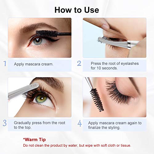 Heated Eyelash Curler, Newest Mini USB Rechargeable Lashes Curlers with Longer Silicone Heating Curl Comb LED Display 3 Temperature for Lashes Curling Natural Quick Heating Long Lasting Safe Painless