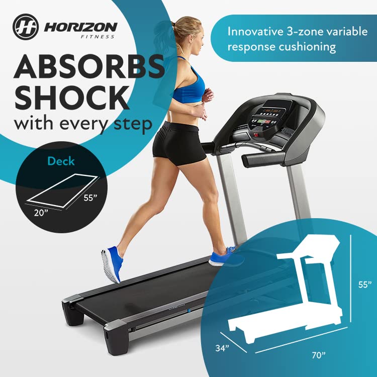 Horizon Fitness T101 Foldable Treadmill for Running and Walking with
