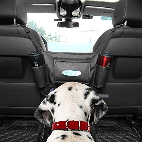 Mostlian 【Upgraded】 Car Backseat Barrier for Dogs & Cats, Backseat Car Organizer Double-Side Storage Design, Easy Installation(Black)