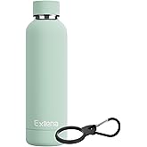Exllena Slim Insulated Water Bottles for Travel 18oz with Clip, Double Wall Vacuum Stainless Steel Water Bottle Keeps Drinks Cold 24 Hrs/Hot 12 Hrs, 100% Leakproof, BPA Free(Mint)
