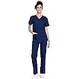 Cherokee Men and Women Scrub Set, V-neck Scrub Top with Drawstring Pants WW530C