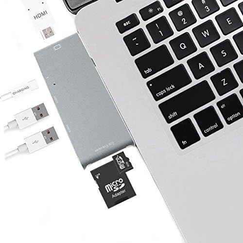 Ekano 6-Port USB-C Hub, Aluminum Type-C Pro Hub, with Type C Charging Port, HDMI 4K Output,SD/MicroSD Card Reader &amp; 2 USB 3.0 Ports for the New Macbook/Chromebook Pixel and More(Space Grey)