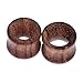 Longbeauty 2Pair Vintage Brown Natural Wood Double Flared Hollow+Saddle Tunnels Ear Plugs Stretcher Gauges 12MM=1/2
