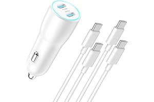 FUHAYA USB C Car Charger Adapter, 40W Dual USB C Car Charger Cigarette Lighter with 2 Pack Type C to C Fast Charging Cable for iPhone 15/15 Plus/15 Pro/15 Pro Max, Galaxy S24/S23/S22/S21, iPad Pro/Air/Mini