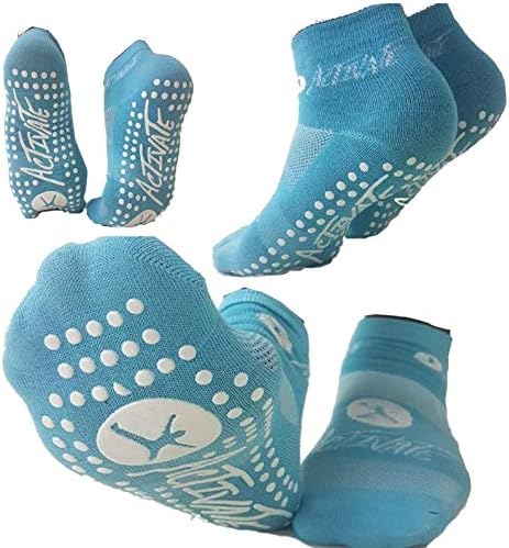 ACTIVATE Unisex Blue Non Slip Anti Skid Grip Socks Yoga Fitness Exercise Sport Pilates Gym for Pilates, Yoga, Barre, Dance, Martial Arts, Trampoline, Fitness, Hospital, Rehab, Home & Body Balance