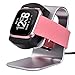 VIGOSS Compatible Fitbit Versa Charger, Premium Aluminum Fitbit Versa Charging Stand Dock Station Cradle Charging Clip Silicone Bracket USB Charger Cable for Fitbit Versa Smartwatch (Silver)