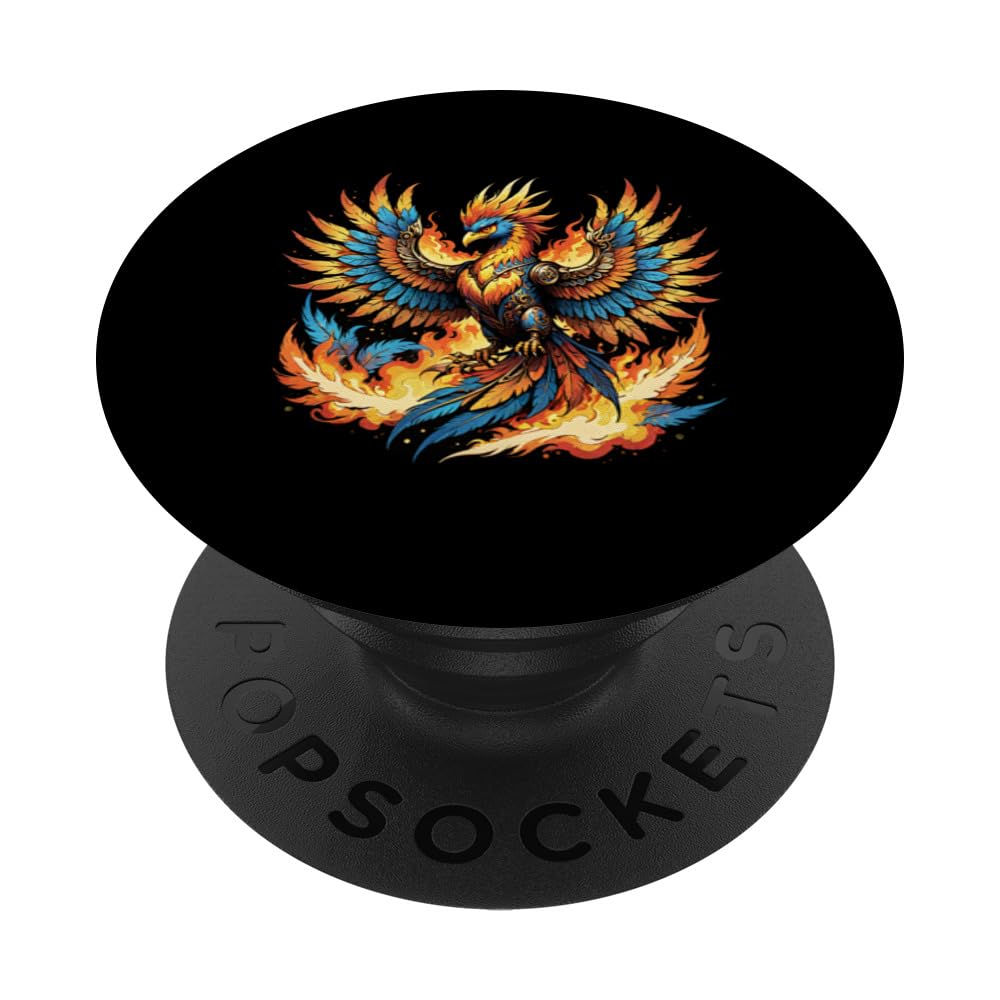 Illustrated Vintage Steampunk Flaming Phoenix Rising PopSockets Swappable PopGrip