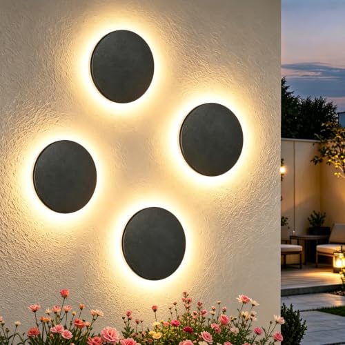 FASENZA Lámpara de Pared: IP65, 12W, 1500LM, 3000K Luz Cálida, Lámpara LED Interior y Exterior con 50000 Horas de Vida Útil y Garantía de 2 Años para Hogar, Pasillo, Balcón, Jardín y Villa, 4 Piezas