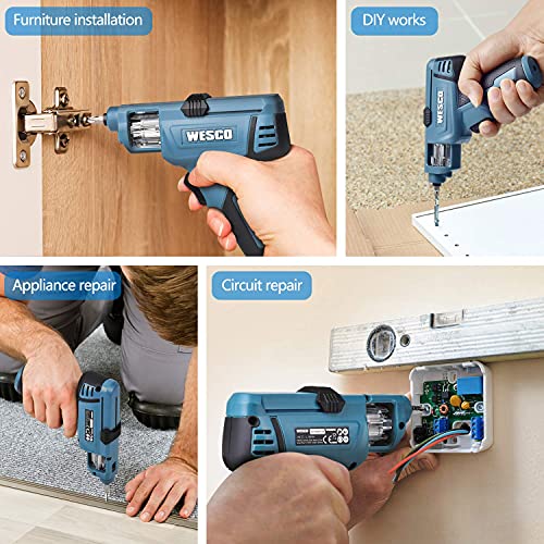 Electric Screwdriver, WESCO Cordless Screwdriver with Rechargable 1.5Ah Battery, 12 Pcs Bit Set, for Home DIY Screw-Driving & Fastening Tool /WS2013.1