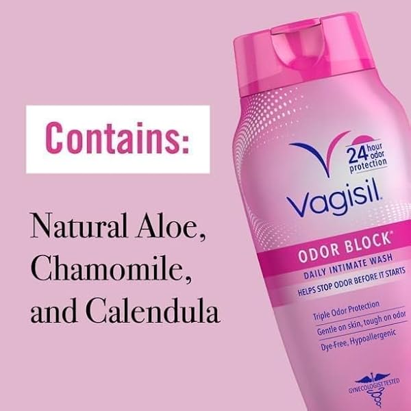 VAGISIL FEMININE WASH FOR INTIMATE AREA HYGIENE, ODOR BLOCK, GYNECOLOGIST TESTED, HYPOALLERGENIC, 12 OZ, (PACK OF 1)