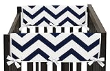 Sweet Jojo Designs 2-Piece Navy and White Chevron Zig Zag Teething Protector Cover Wrap Baby Crib Side Rail Guards