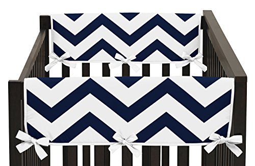 Sweet Jojo Designs 2-Piece Navy and White Chevron Zig Zag Teething Protector Cover Wrap Baby Crib Side Rail Guards
