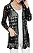 EachWell Women Hollow Crochet Cable Knit Pockets Open Front Cardigan Sweater Black