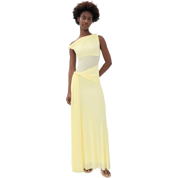 misha sisal asymmetrical draped mesh maxi dress Misha Collection Sisal Maxi Dress - Espresso - 12% Off