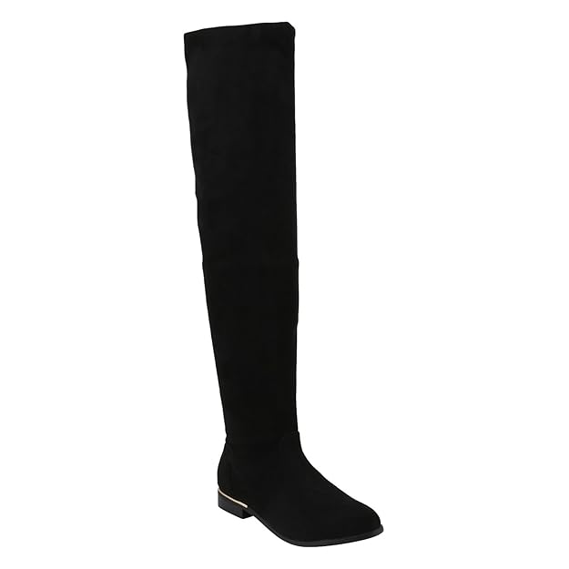 Stiefelparadies Damen Stiefel Overknees mit Blockabsatz Schleifen Flandell