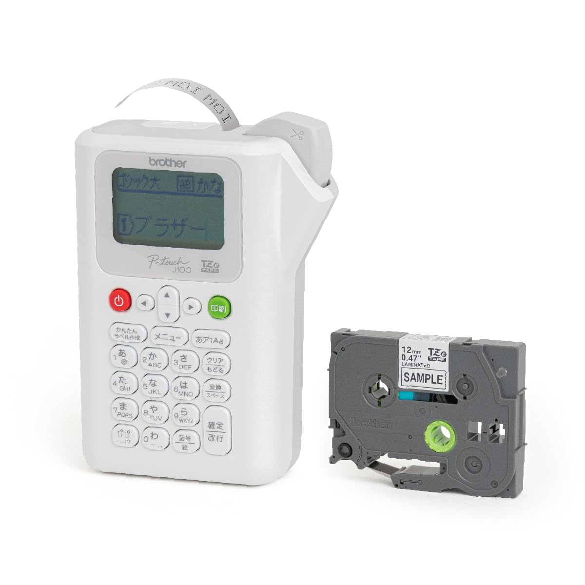 ブラザー工業(Brother Industries) ラベルライター ピータッチ PT-J100W (ホワイト/3.5mm-12mm幅/TZeテープ)商品画像