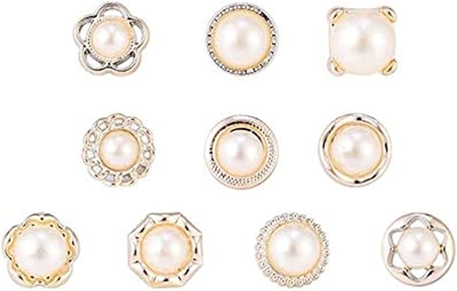 10 Pcs Pearl Brooches,SHONCO Women Shirt Brooch Buttons,Prevent
