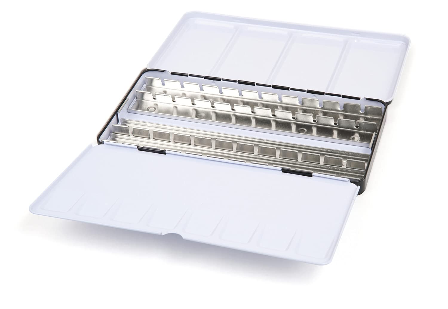 Honsell Watercolour Metal Empty Box for 48 Half or 24 Whole Bowls with Mixing Palette and Thumb Ring, Multi-Colour