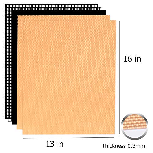 PR PeakRous Grill Mats for Outdoor Grill, 5 Packs (2 Copper Grill Mats, 3 BBQ Mesh Mats, 2 Cleaners) Heavy Duty 0.3MM Thicker Baking Mats Nonstick Reusable for Charcoal Gas Electric Grill