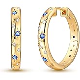 NARMO 925 Sterling Silver Hoop Earrings Heart Hoop Earings for Women U Shaped Hoop Earrings Colorful Cubic Zirconia Large Big Hoops Various Hypoallergenic Hoop Earrings