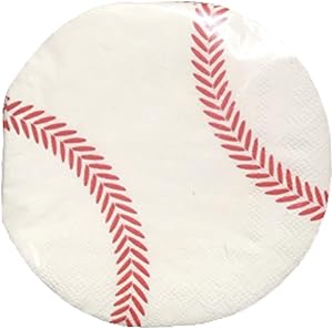 Real Simple Baseball Shaped Cocktail Beverage Napkins, 40 ct