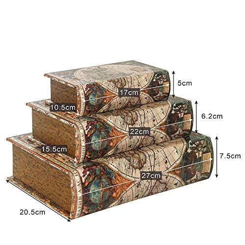 Decorative Book Boxes For Home Decor Faux Leather Books With World Map Pattern For Shelf Decoration