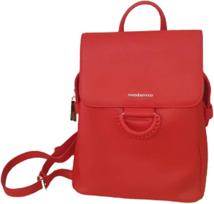 red faux leather backpack