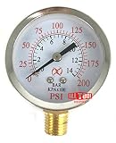 2" Air Pressure Gauge Side Mount 1/4" NPT 2" Dial - 0 to 200 PSI