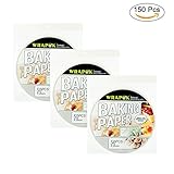 WRAPOK 10 Inch Bamboo Steamer Paper Round Perforated Parchment Air Fryer Liner Non-stick 150 Count for Baking Steaming Basket Cooking Cake Pans Circle